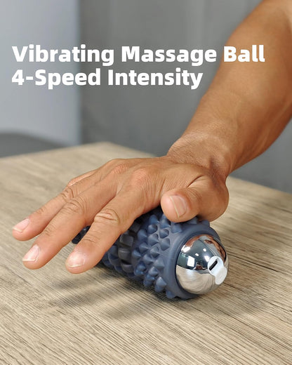 Vibrating Massage Ball, Vibrating Foam Roller for Muscle Pain Relief, 4-Speed Myofascial Release Ball for Trigger Point Therapy, Deep Tissue Foot for Plantar Fasciitis, Neck, Shoulder