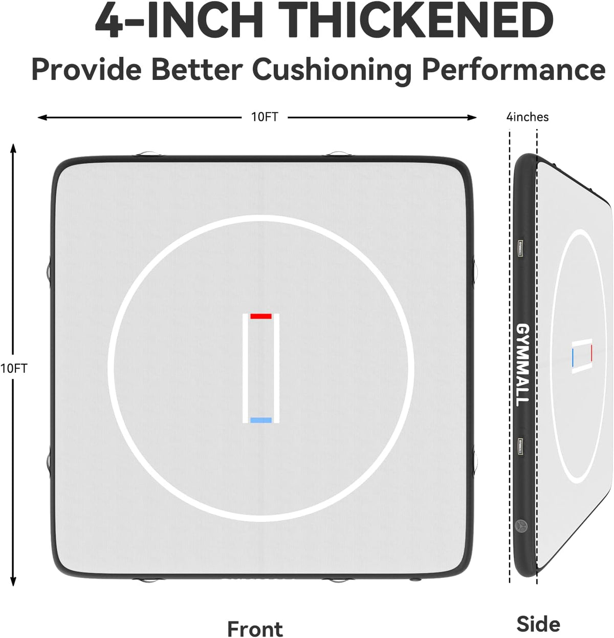 Wrestling Mat Inflatable 5FT/6.6FT/10FT/13FT/16.5FT, Foldable 4" Thick Jiu Jitsu Mats for Home Outdoor Indoor, Waterproof PVC Mat for Gymnastics, Water Yoga, PE Training, BJJ, MMA, Grappling