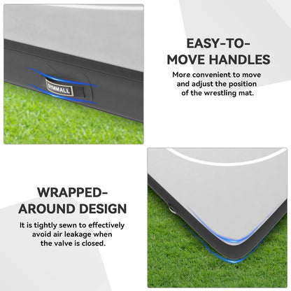 Wrestling Mat Inflatable 5FT/6.6FT/10FT/13FT/16.5FT, Foldable 4" Thick Jiu Jitsu Mats for Home Outdoor Indoor, Waterproof PVC Mat for Gymnastics, Water Yoga, PE Training, BJJ, MMA, Grappling