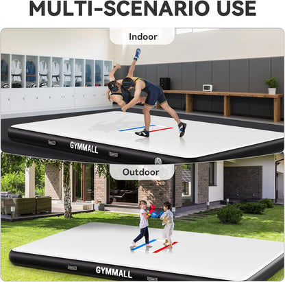 Wrestling Mat Inflatable 5FT/6.6FT/10FT/13FT/16.5FT, Foldable 4" Thick Jiu Jitsu Mats for Home Outdoor Indoor, Waterproof PVC Mat for Gymnastics, Water Yoga, PE Training, BJJ, MMA, Grappling