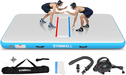 Wrestling Mat Inflatable 5FT/6.6FT/10FT/13FT/16.5FT, Foldable 4" Thick Jiu Jitsu Mats for Home Outdoor Indoor, Waterproof PVC Mat for Gymnastics, Water Yoga, PE Training, BJJ, MMA, Grappling