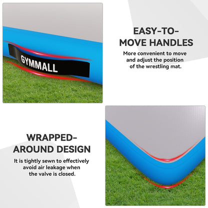Wrestling Mat Inflatable 5FT/6.6FT/10FT/13FT/16.5FT, Foldable 4" Thick Jiu Jitsu Mats for Home Outdoor Indoor, Waterproof PVC Mat for Gymnastics, Water Yoga, PE Training, BJJ, MMA, Grappling