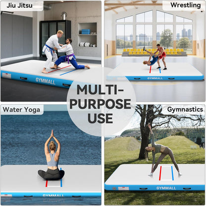 Wrestling Mat Inflatable 5FT/6.6FT/10FT/13FT/16.5FT, Foldable 4" Thick Jiu Jitsu Mats for Home Outdoor Indoor, Waterproof PVC Mat for Gymnastics, Water Yoga, PE Training, BJJ, MMA, Grappling