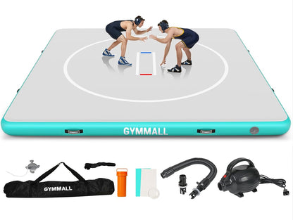 Wrestling Mat Inflatable 5FT/6.6FT/10FT/13FT/16.5FT, Foldable 4" Thick Jiu Jitsu Mats for Home Outdoor Indoor, Waterproof PVC Mat for Gymnastics, Water Yoga, PE Training, BJJ, MMA, Grappling