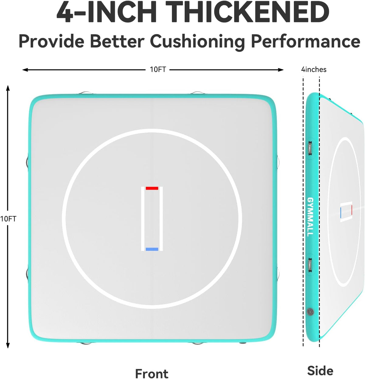 Wrestling Mat Inflatable 5FT/6.6FT/10FT/13FT/16.5FT, Foldable 4" Thick Jiu Jitsu Mats for Home Outdoor Indoor, Waterproof PVC Mat for Gymnastics, Water Yoga, PE Training, BJJ, MMA, Grappling