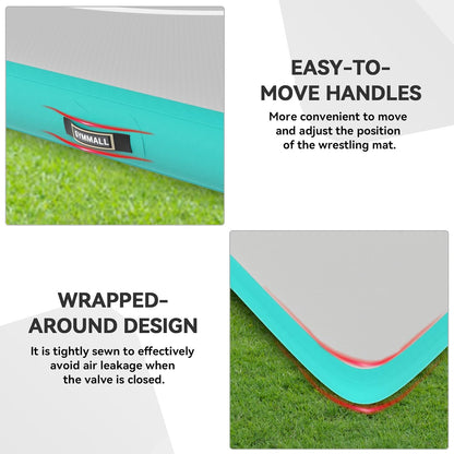 Wrestling Mat Inflatable 5FT/6.6FT/10FT/13FT/16.5FT, Foldable 4" Thick Jiu Jitsu Mats for Home Outdoor Indoor, Waterproof PVC Mat for Gymnastics, Water Yoga, PE Training, BJJ, MMA, Grappling