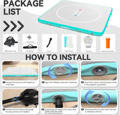 Wrestling Mat Inflatable 5FT/6.6FT/10FT/13FT/16.5FT, Foldable 4" Thick Jiu Jitsu Mats for Home Outdoor Indoor, Waterproof PVC Mat for Gymnastics, Water Yoga, PE Training, BJJ, MMA, Grappling