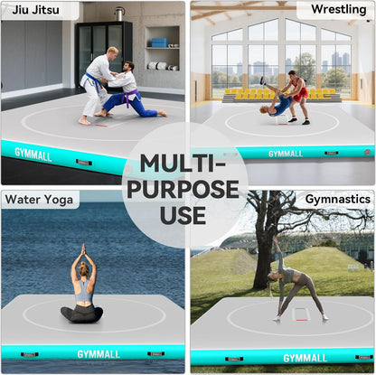 Wrestling Mat Inflatable 5FT/6.6FT/10FT/13FT/16.5FT, Foldable 4" Thick Jiu Jitsu Mats for Home Outdoor Indoor, Waterproof PVC Mat for Gymnastics, Water Yoga, PE Training, BJJ, MMA, Grappling