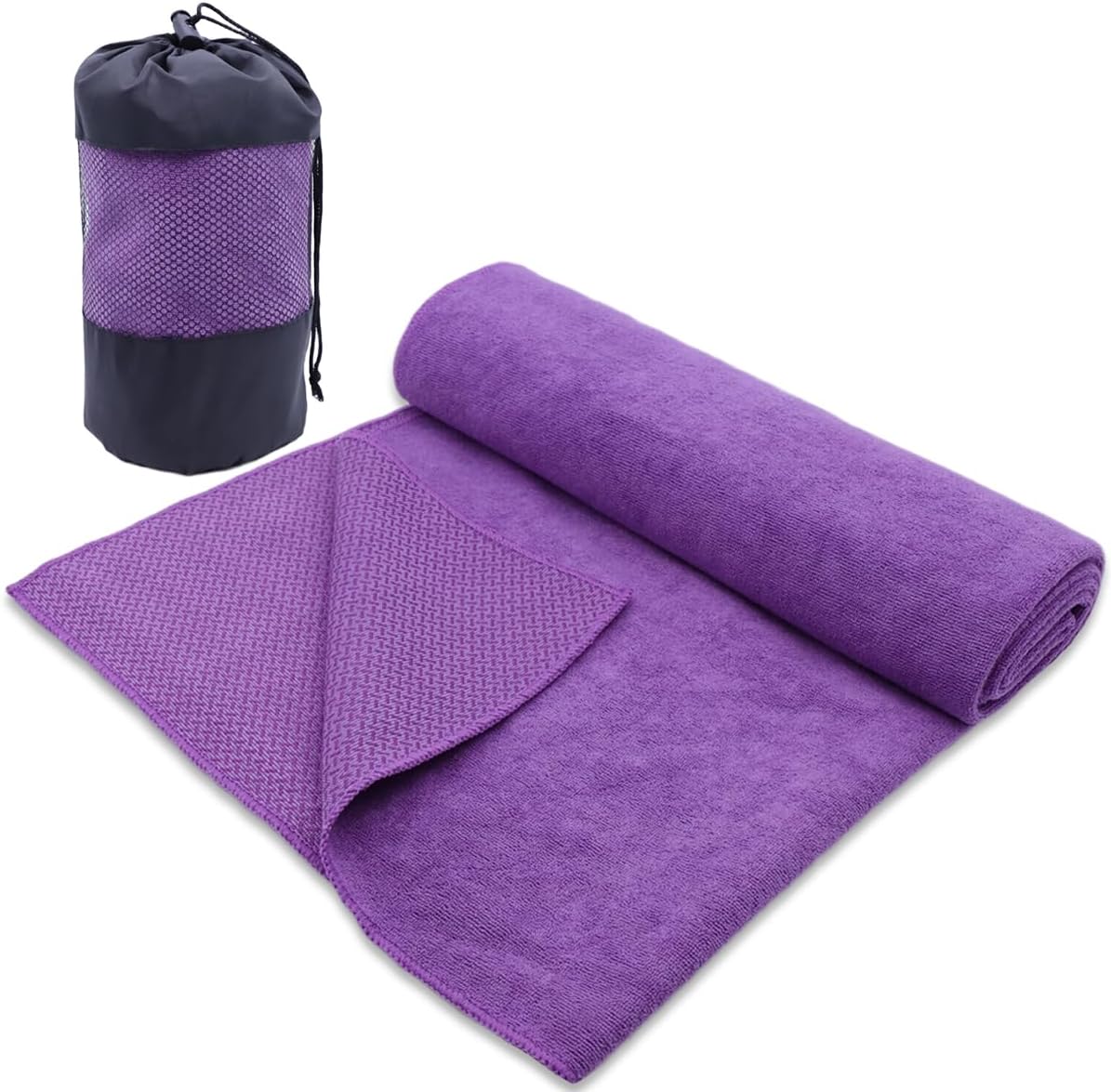 Hot Yoga Towel Non-Slip Yoga Mat with Grip Dot Towel Ultra-Absorbent Microfiber Towel for Hot Yoga, Pilates, Bikram and Workout Gear 24"x 72"