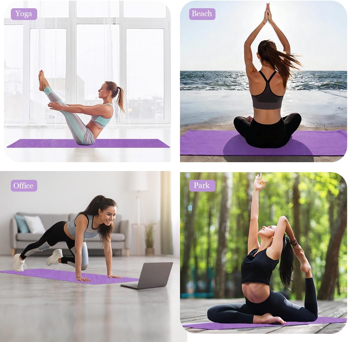 Hot Yoga Towel Non-Slip Yoga Mat with Grip Dot Towel Ultra-Absorbent Microfiber Towel for Hot Yoga, Pilates, Bikram and Workout Gear 24"x 72"