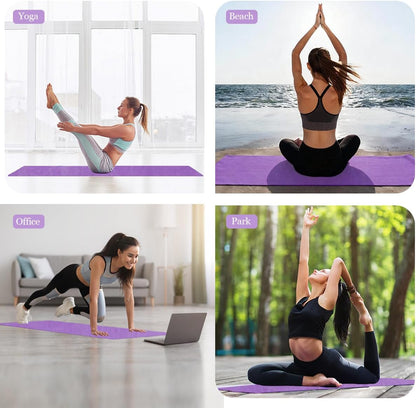 Hot Yoga Towel Non-Slip Yoga Mat with Grip Dot Towel Ultra-Absorbent Microfiber Towel for Hot Yoga, Pilates, Bikram and Workout Gear 24"x 72"