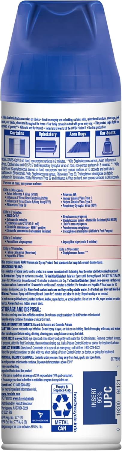 Fabric Disinfectant Spray, Sanitizing and Antibacterial Spray, For Disinfecting and Deodorizing Soft Furnishings, Lavender Fields 15 Fl. Oz (Pack of 3)
