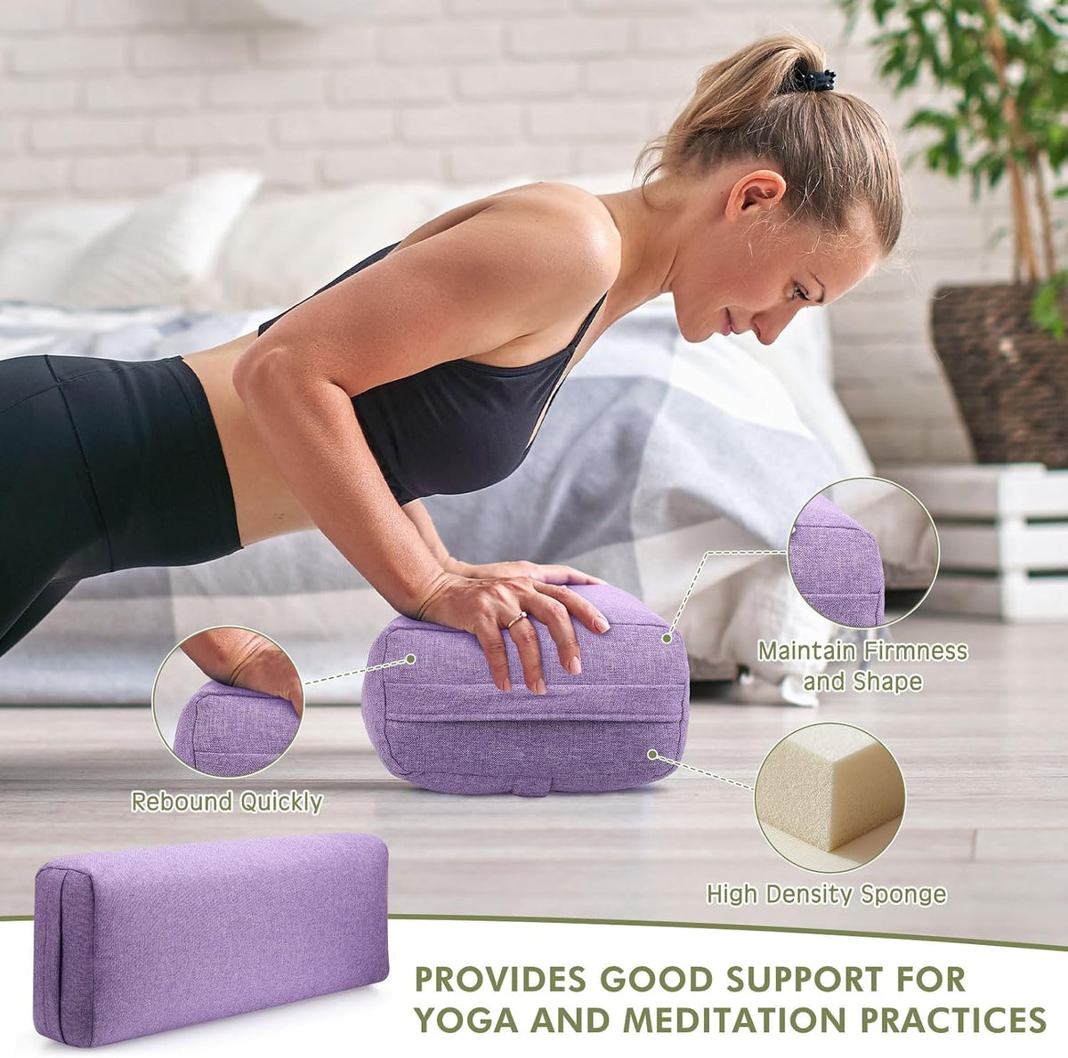 3 Pack Yoga Bolster Pillow for Restorative 25" x 9" x 5" Meditation Pillow Rectangular Lightweight Yoga Pillow Cushion with Handle, Washable Cover Yoga Accessories