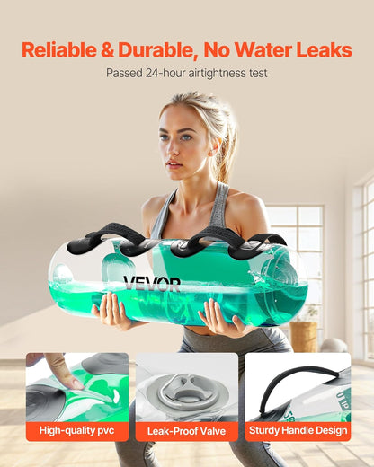 Water Weights Aqua Bag, Large Aqua Bags for Workout, Adjustable Portable Stability Fitness & Full Body Exercise Equipment, for Strength Core and Balance Training, Home Gym Exercise, Clear