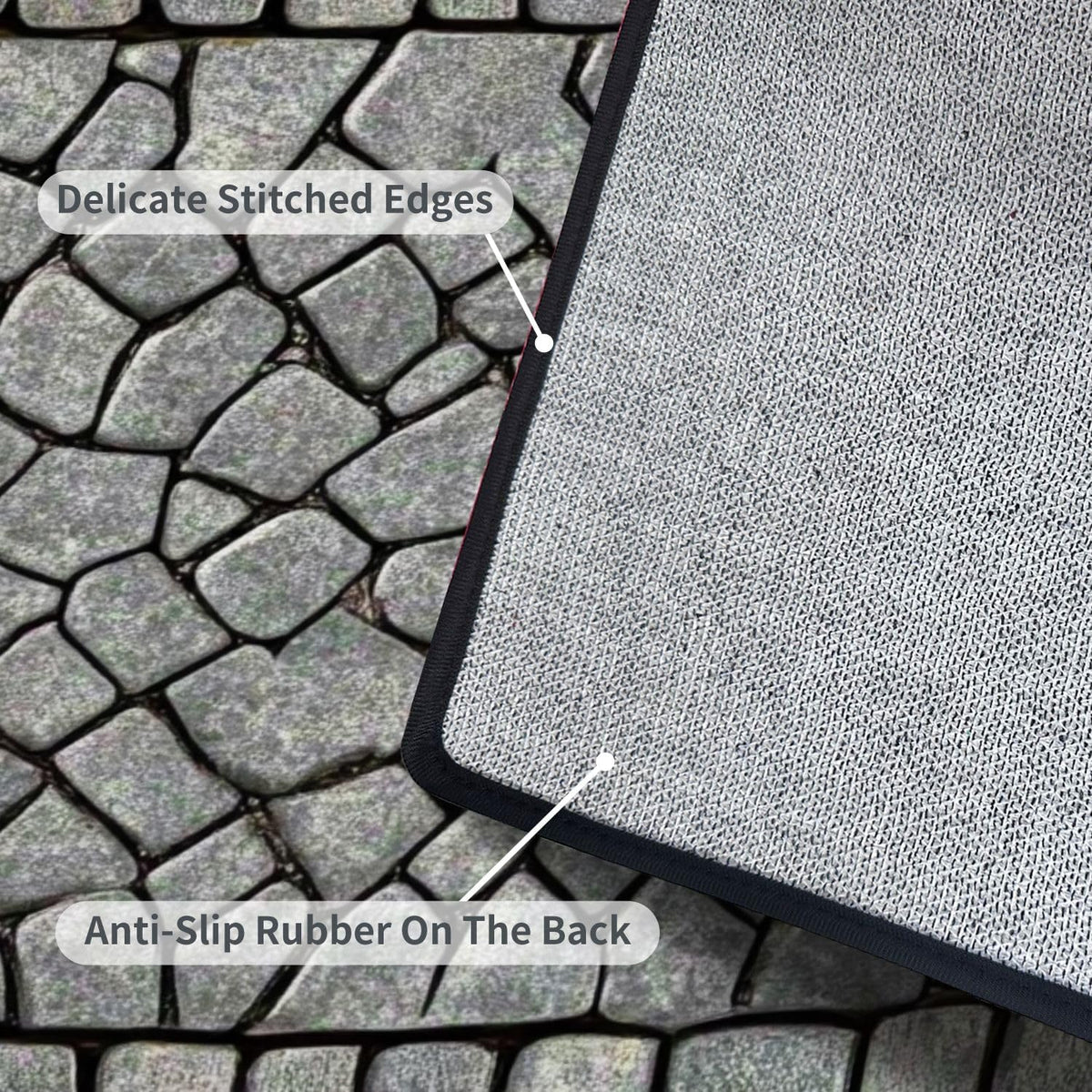 Runner Rug Washable 2x6 Cobblestone Arched Pavement Road Courses Sidewalk Seamless Non-Slip Hallway Area Rug Indoor Outdoor Home Decor for Entryway Bathroom Kitchen Carpet Yoga Floor Mat