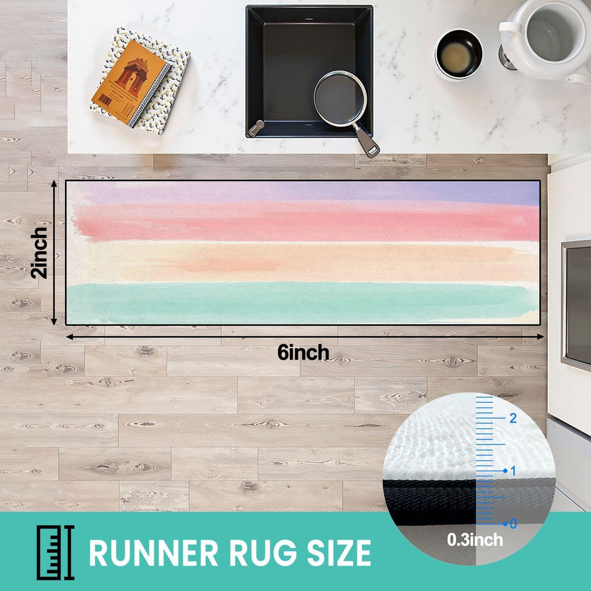 Runner Rug Washable 2x6 Cobblestone Arched Pavement Road Courses Sidewalk Seamless Non-Slip Hallway Area Rug Indoor Outdoor Home Decor for Entryway Bathroom Kitchen Carpet Yoga Floor Mat