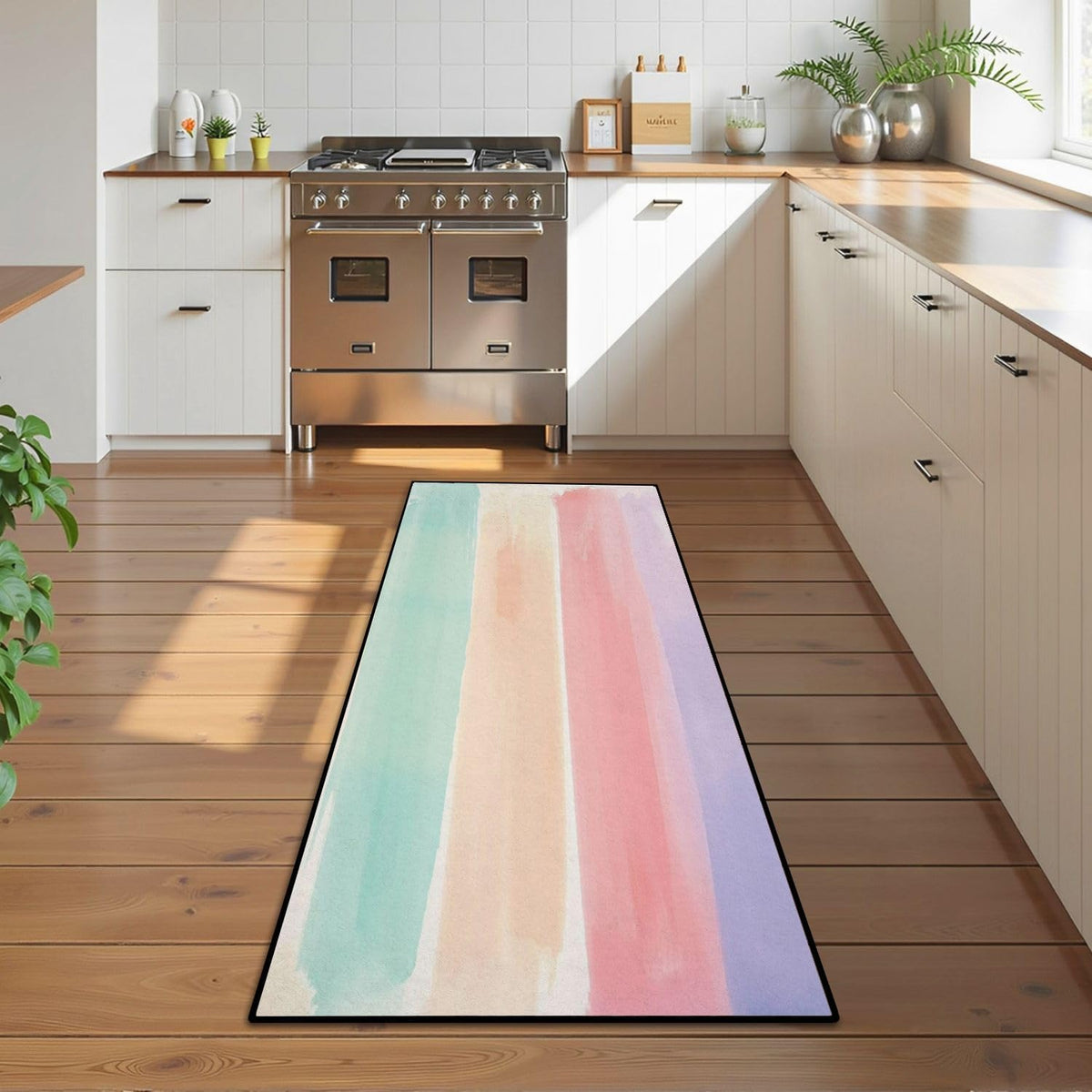 Runner Rug Washable 2x6 Cobblestone Arched Pavement Road Courses Sidewalk Seamless Non-Slip Hallway Area Rug Indoor Outdoor Home Decor for Entryway Bathroom Kitchen Carpet Yoga Floor Mat