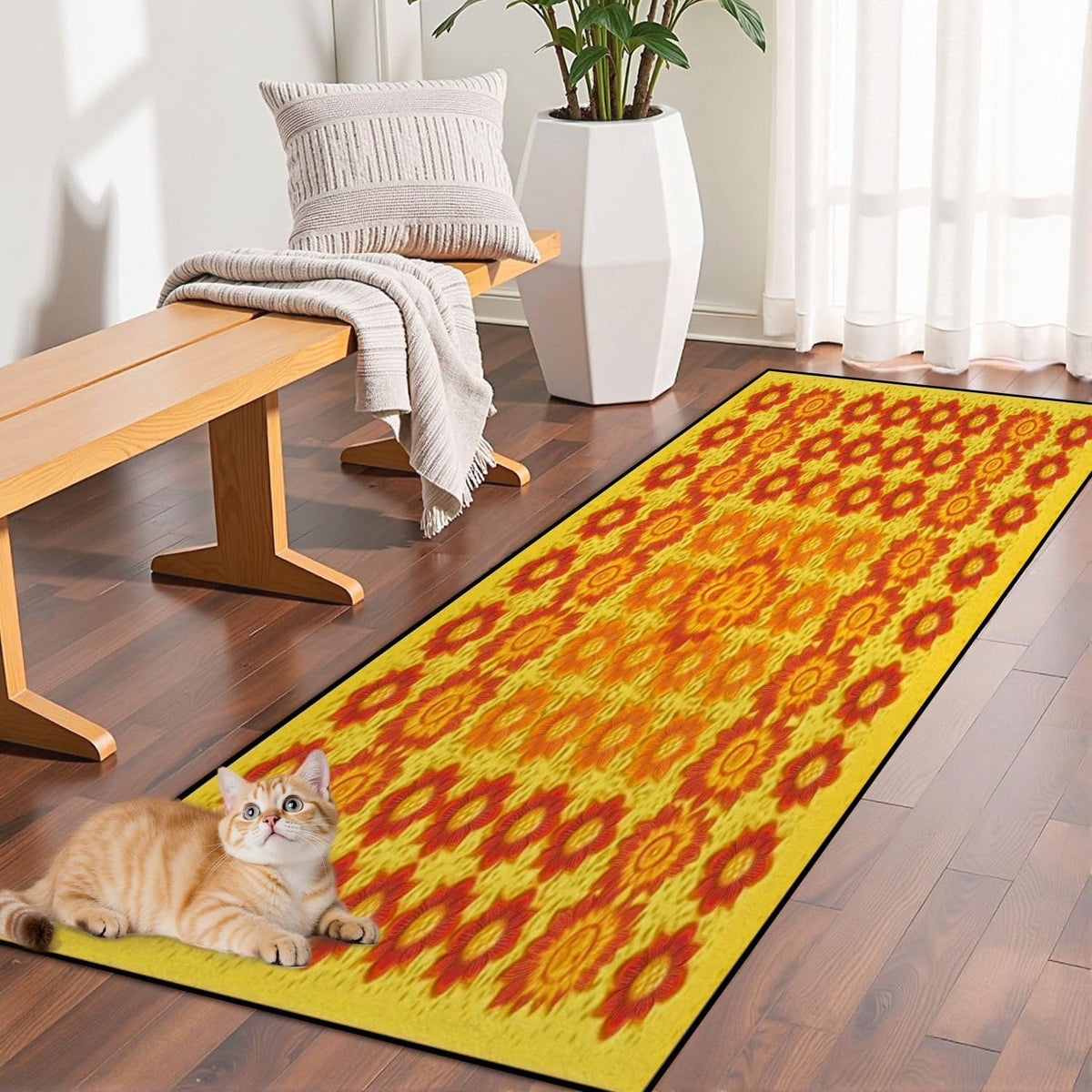Runner Rug Washable 2x6 Cobblestone Arched Pavement Road Courses Sidewalk Seamless Non-Slip Hallway Area Rug Indoor Outdoor Home Decor for Entryway Bathroom Kitchen Carpet Yoga Floor Mat