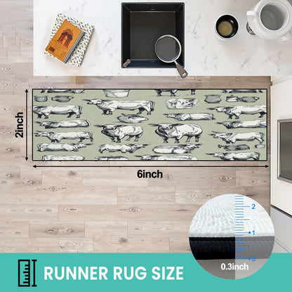 Runner Rug Washable 2x6 Cobblestone Arched Pavement Road Courses Sidewalk Seamless Non-Slip Hallway Area Rug Indoor Outdoor Home Decor for Entryway Bathroom Kitchen Carpet Yoga Floor Mat