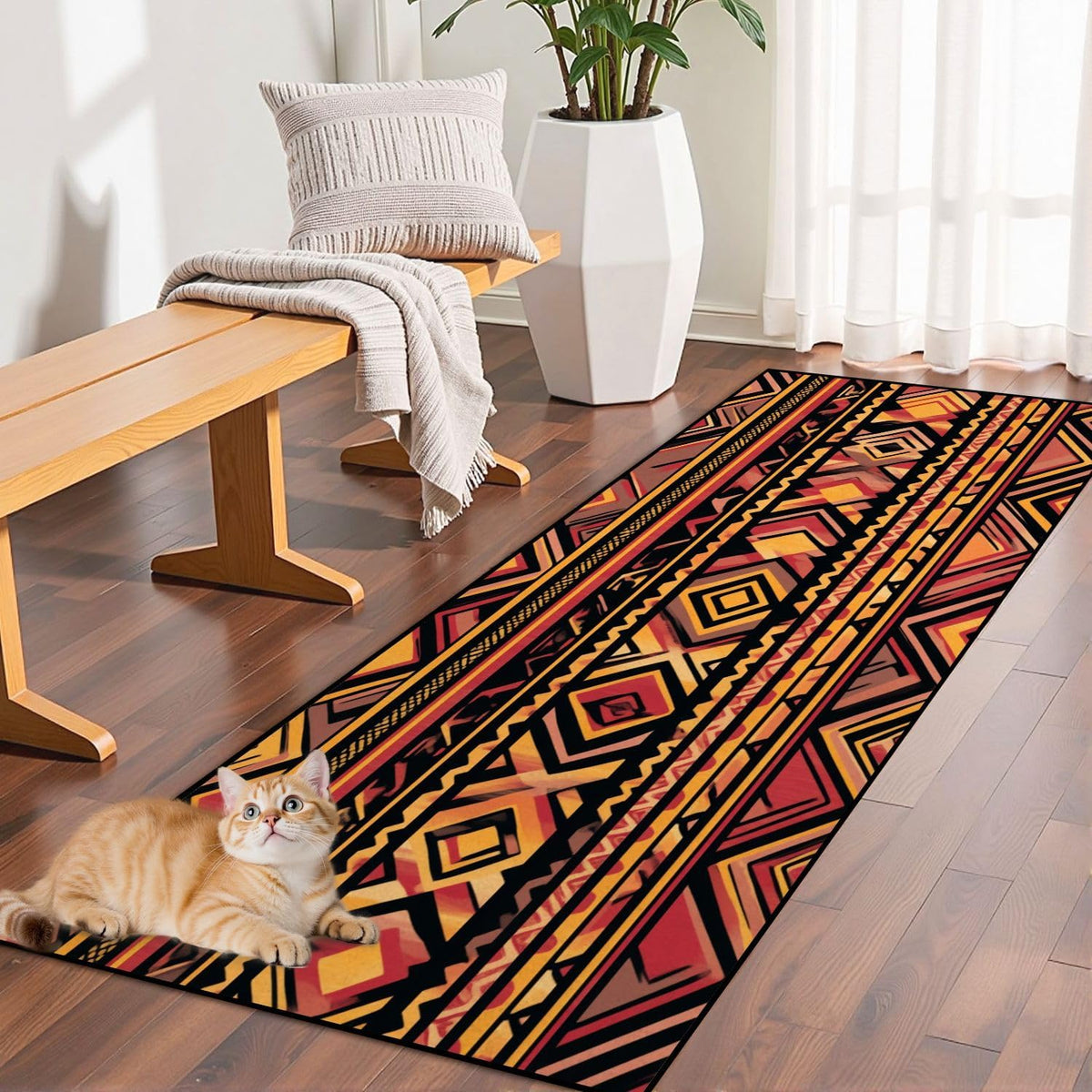 Runner Rug Washable 2x6 Cobblestone Arched Pavement Road Courses Sidewalk Seamless Non-Slip Hallway Area Rug Indoor Outdoor Home Decor for Entryway Bathroom Kitchen Carpet Yoga Floor Mat