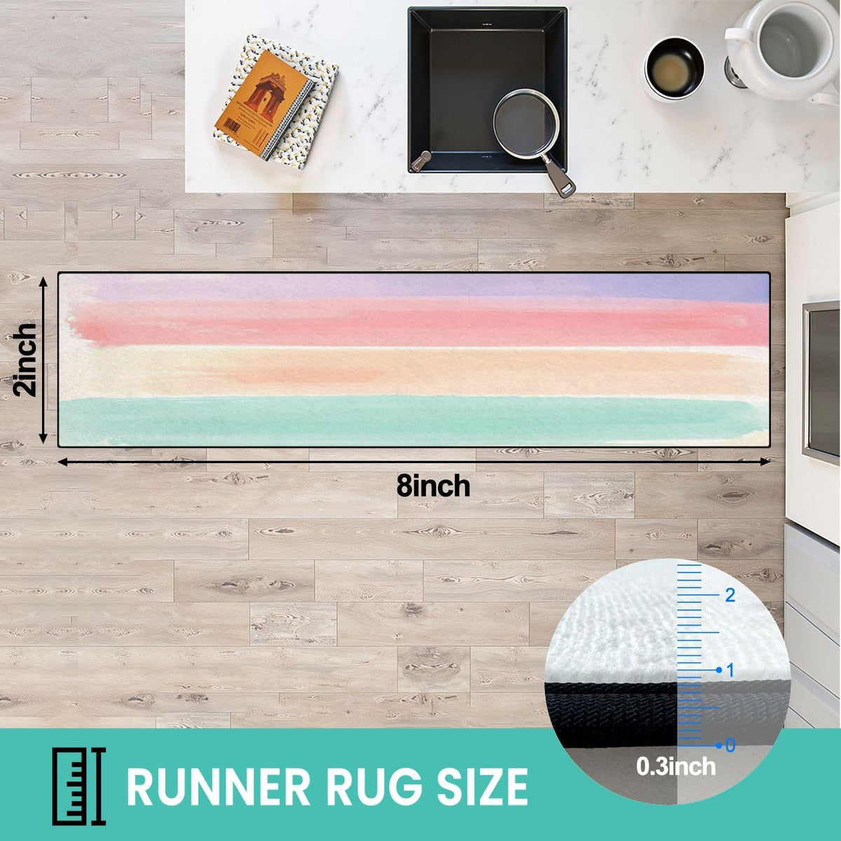 Runner Rug Washable 2x6 Cobblestone Arched Pavement Road Courses Sidewalk Seamless Non-Slip Hallway Area Rug Indoor Outdoor Home Decor for Entryway Bathroom Kitchen Carpet Yoga Floor Mat