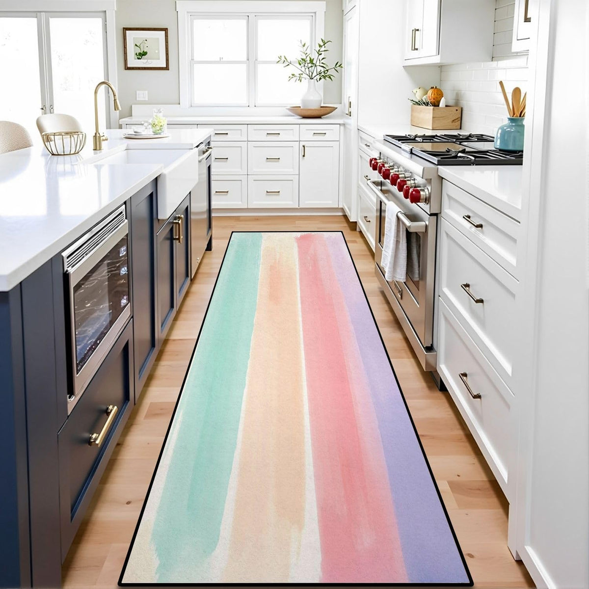 Runner Rug Washable 2x6 Cobblestone Arched Pavement Road Courses Sidewalk Seamless Non-Slip Hallway Area Rug Indoor Outdoor Home Decor for Entryway Bathroom Kitchen Carpet Yoga Floor Mat