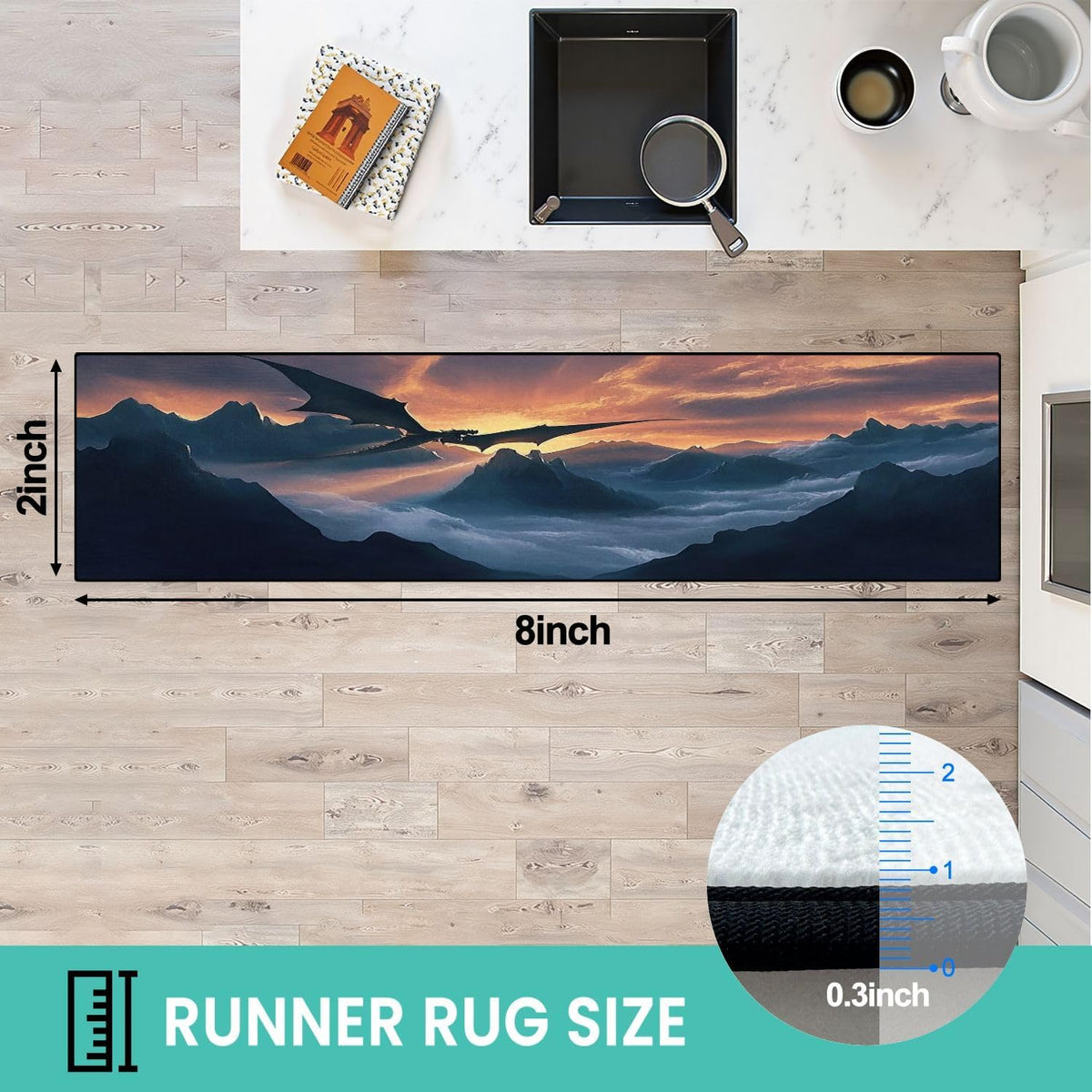 Runner Rug Washable 2x6 Cobblestone Arched Pavement Road Courses Sidewalk Seamless Non-Slip Hallway Area Rug Indoor Outdoor Home Decor for Entryway Bathroom Kitchen Carpet Yoga Floor Mat