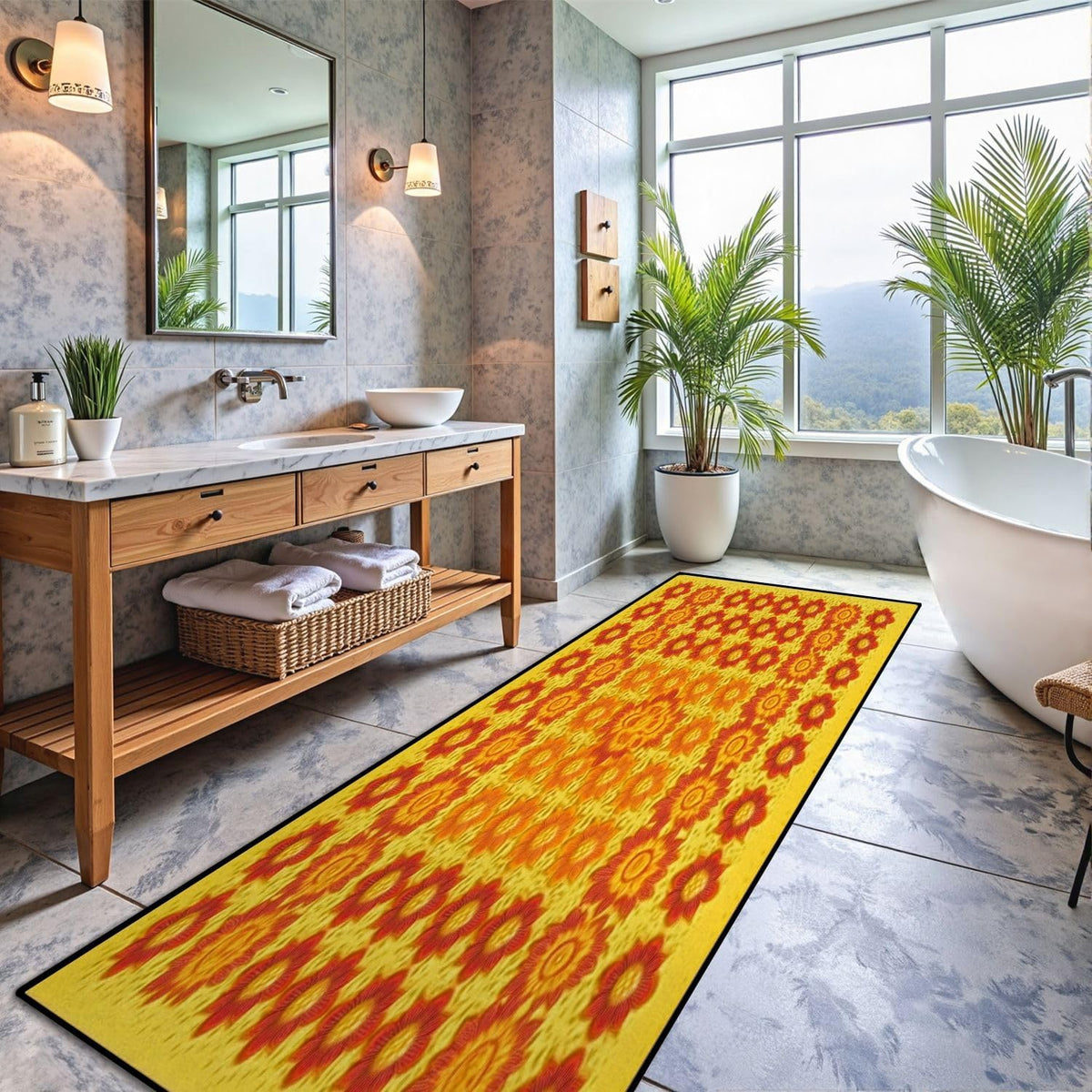 Runner Rug Washable 2x6 Cobblestone Arched Pavement Road Courses Sidewalk Seamless Non-Slip Hallway Area Rug Indoor Outdoor Home Decor for Entryway Bathroom Kitchen Carpet Yoga Floor Mat
