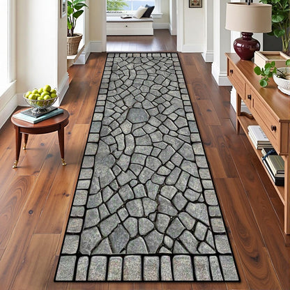 Runner Rug Washable 2x6 Cobblestone Arched Pavement Road Courses Sidewalk Seamless Non-Slip Hallway Area Rug Indoor Outdoor Home Decor for Entryway Bathroom Kitchen Carpet Yoga Floor Mat
