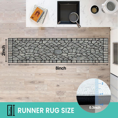Runner Rug Washable 2x6 Cobblestone Arched Pavement Road Courses Sidewalk Seamless Non-Slip Hallway Area Rug Indoor Outdoor Home Decor for Entryway Bathroom Kitchen Carpet Yoga Floor Mat