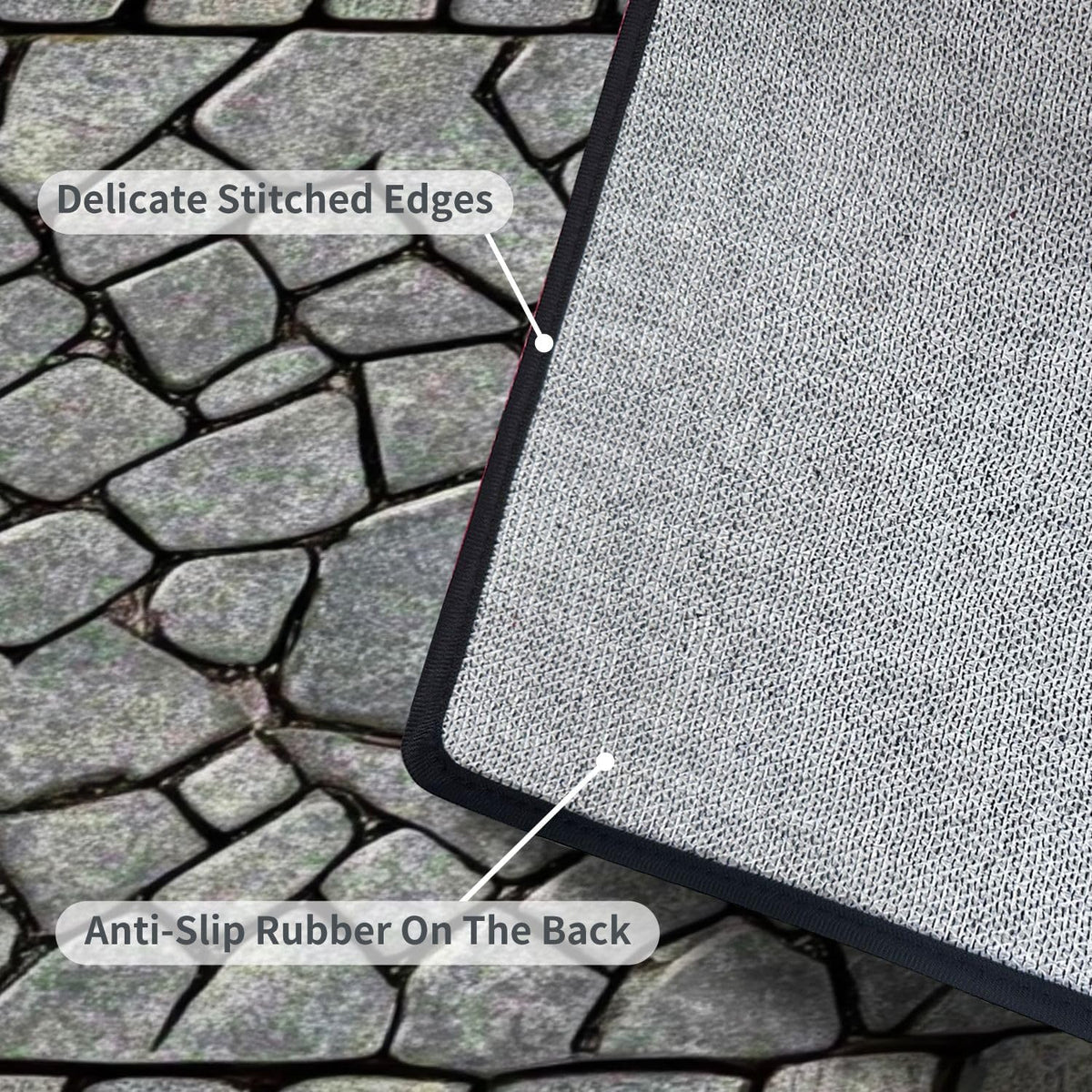 Runner Rug Washable 2x6 Cobblestone Arched Pavement Road Courses Sidewalk Seamless Non-Slip Hallway Area Rug Indoor Outdoor Home Decor for Entryway Bathroom Kitchen Carpet Yoga Floor Mat