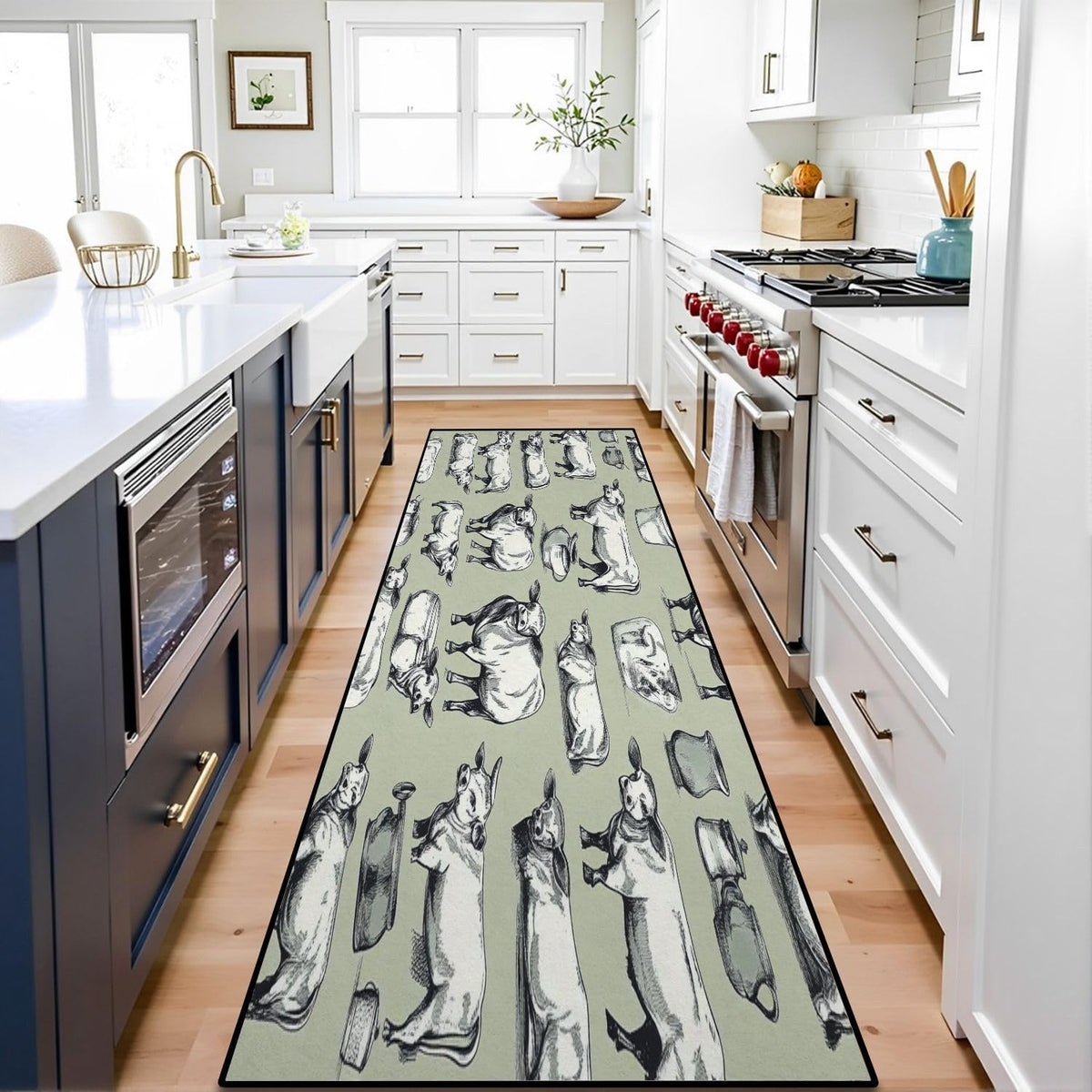 Runner Rug Washable 2x6 Cobblestone Arched Pavement Road Courses Sidewalk Seamless Non-Slip Hallway Area Rug Indoor Outdoor Home Decor for Entryway Bathroom Kitchen Carpet Yoga Floor Mat