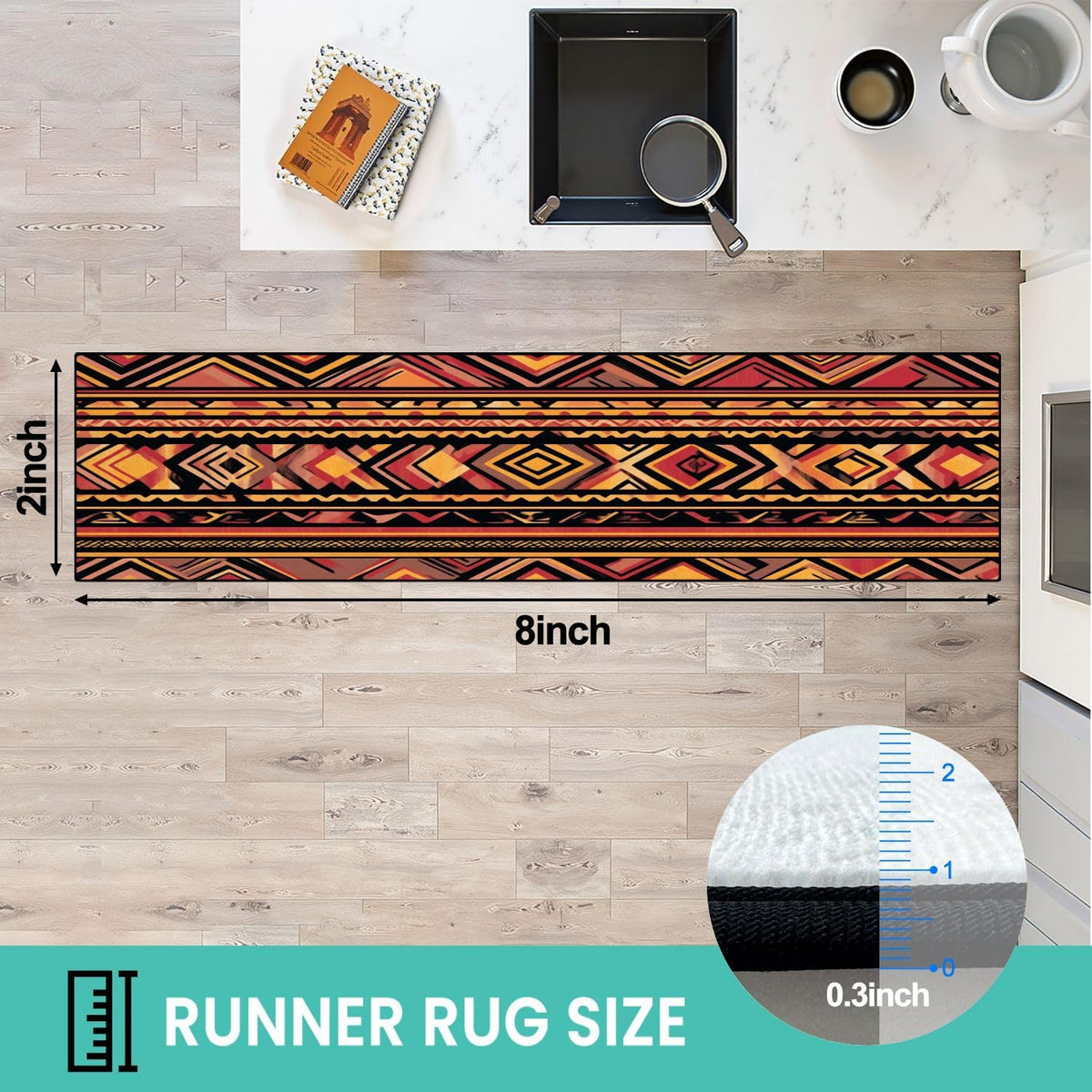 Runner Rug Washable 2x6 Cobblestone Arched Pavement Road Courses Sidewalk Seamless Non-Slip Hallway Area Rug Indoor Outdoor Home Decor for Entryway Bathroom Kitchen Carpet Yoga Floor Mat