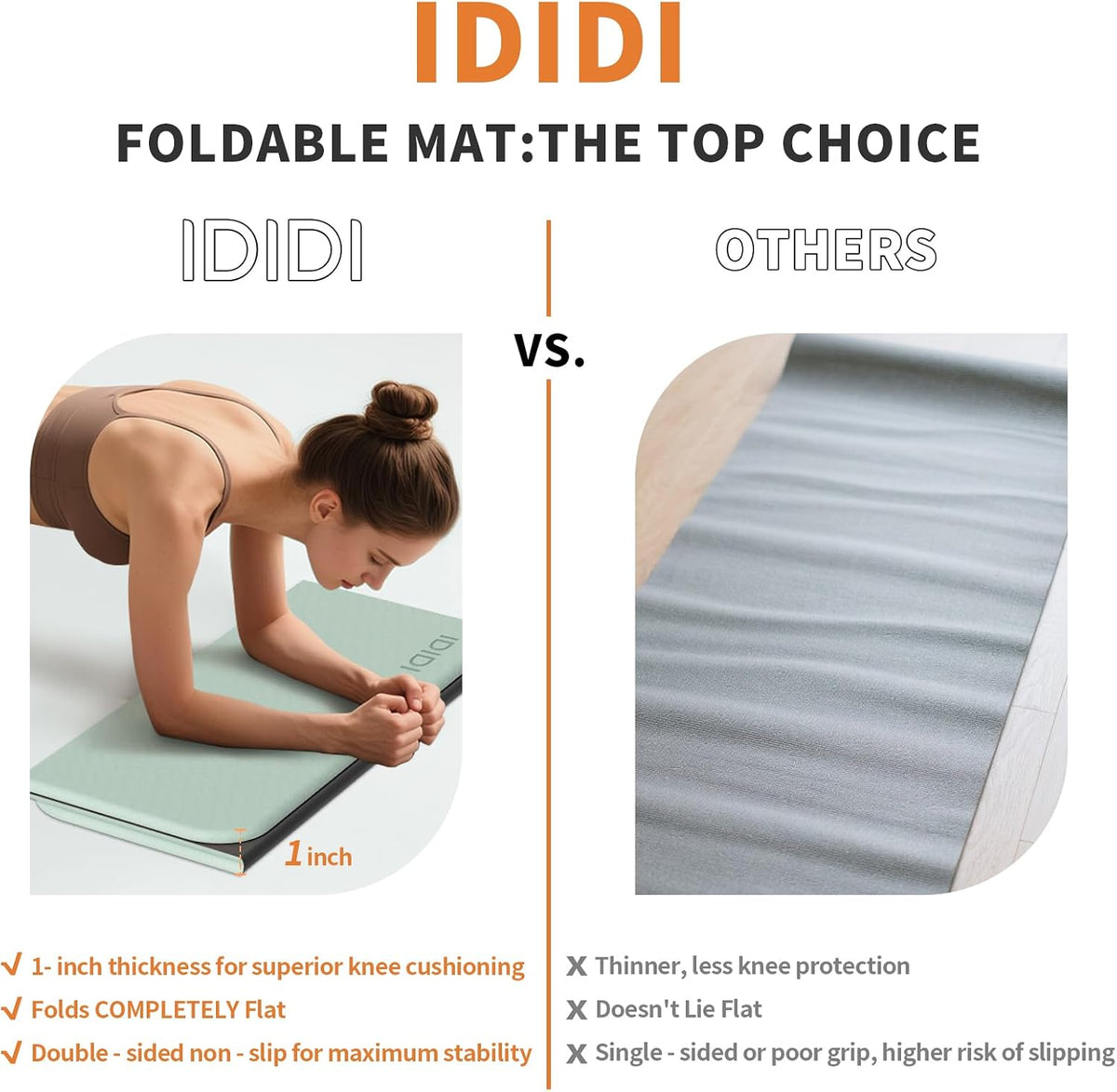 Foldable Exercise Pad Extra Thick 1.2" x 14" x 24"