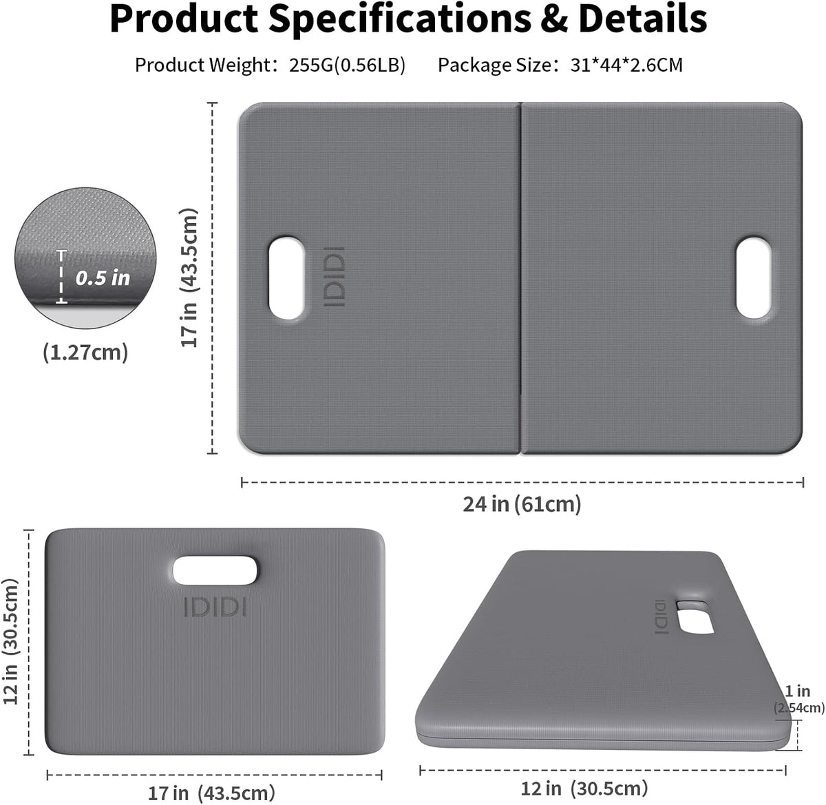 Foldable Exercise Pad Extra Thick 1.2" x 14" x 24"