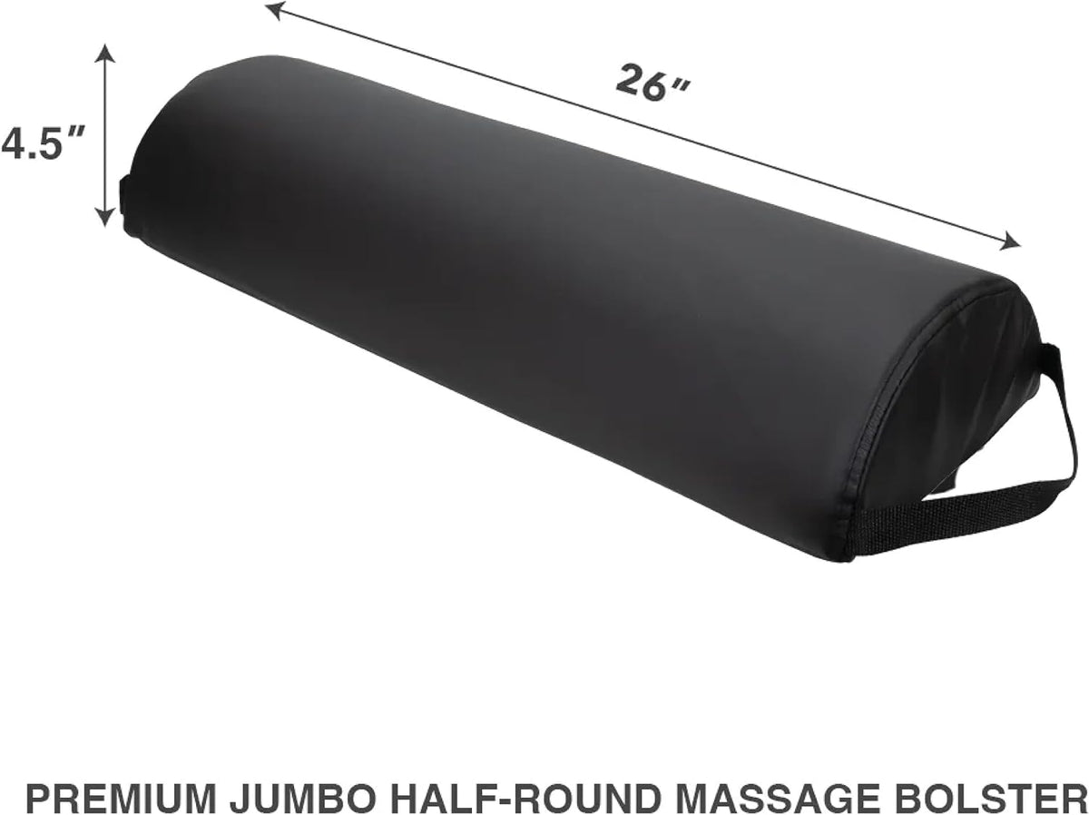 ForPro Jumbo Half Round Bolster Pillow, 26" L x 9" W x 4.5" H, Black