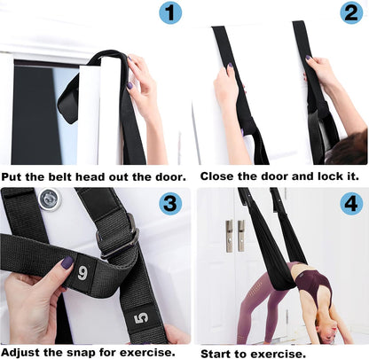 Tchrules Leg Stretcher Strap, Backbend Training Belt with Door Anchor, Flexibility Trainer Stretching Equipment Assist Stretch Strap for Fitness Gymnastics Dance Aerial Yoga Ballet