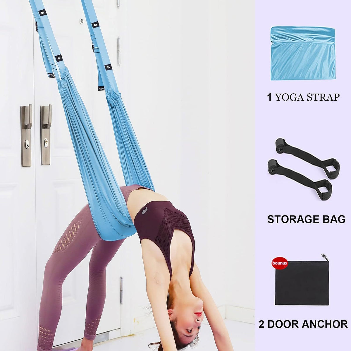 Tchrules Leg Stretcher Strap, Backbend Training Belt with Door Anchor, Flexibility Trainer Stretching Equipment Assist Stretch Strap for Fitness Gymnastics Dance Aerial Yoga Ballet