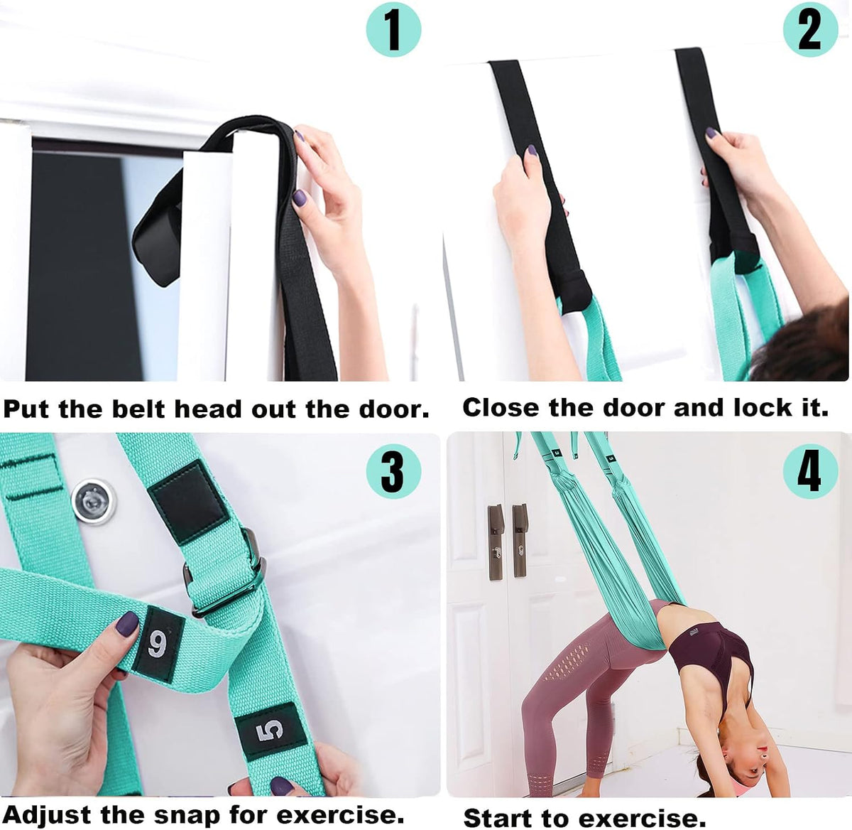 Tchrules Leg Stretcher Strap, Backbend Training Belt with Door Anchor, Flexibility Trainer Stretching Equipment Assist Stretch Strap for Fitness Gymnastics Dance Aerial Yoga Ballet
