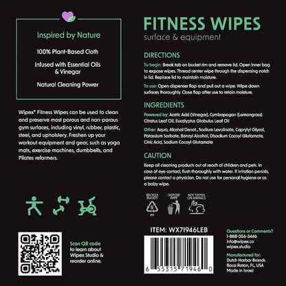 Yoga Mat Cleaner Wipes, EWG Verified, 400 Ct Plant-Based Lemongrass, Eucalyptus & Vinegar Wipes for Gym & Fitness Equipment & All Purpose Gym Cleaning - Safe for Peloton Bikes & Treadmills