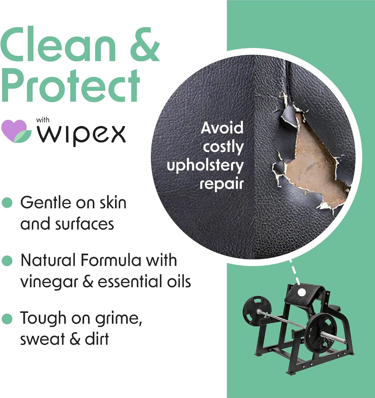 Yoga Mat Cleaner Wipes, EWG Verified, 400 Ct Plant-Based Lemongrass, Eucalyptus & Vinegar Wipes for Gym & Fitness Equipment & All Purpose Gym Cleaning - Safe for Peloton Bikes & Treadmills