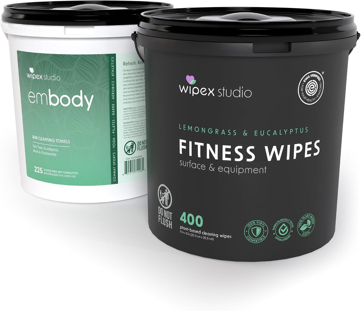 Yoga Mat Cleaner Wipes, EWG Verified, 400 Ct Plant-Based Lemongrass, Eucalyptus & Vinegar Wipes for Gym & Fitness Equipment & All Purpose Gym Cleaning - Safe for Peloton Bikes & Treadmills