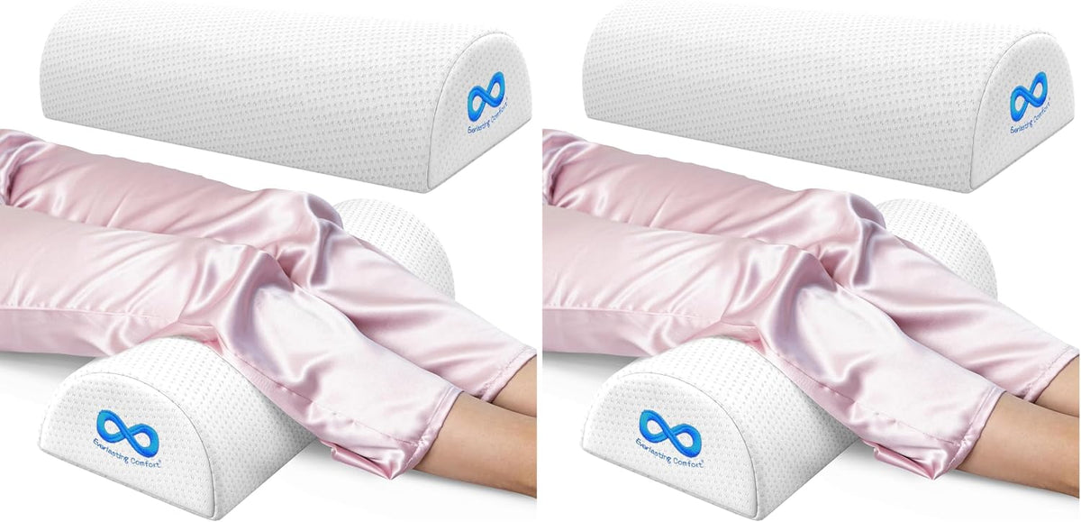 Under Knee Pillow for Back Sleeping - Memory Foam Half Moon Leg Bolster Pillow for Back Pain, Thoracic Support