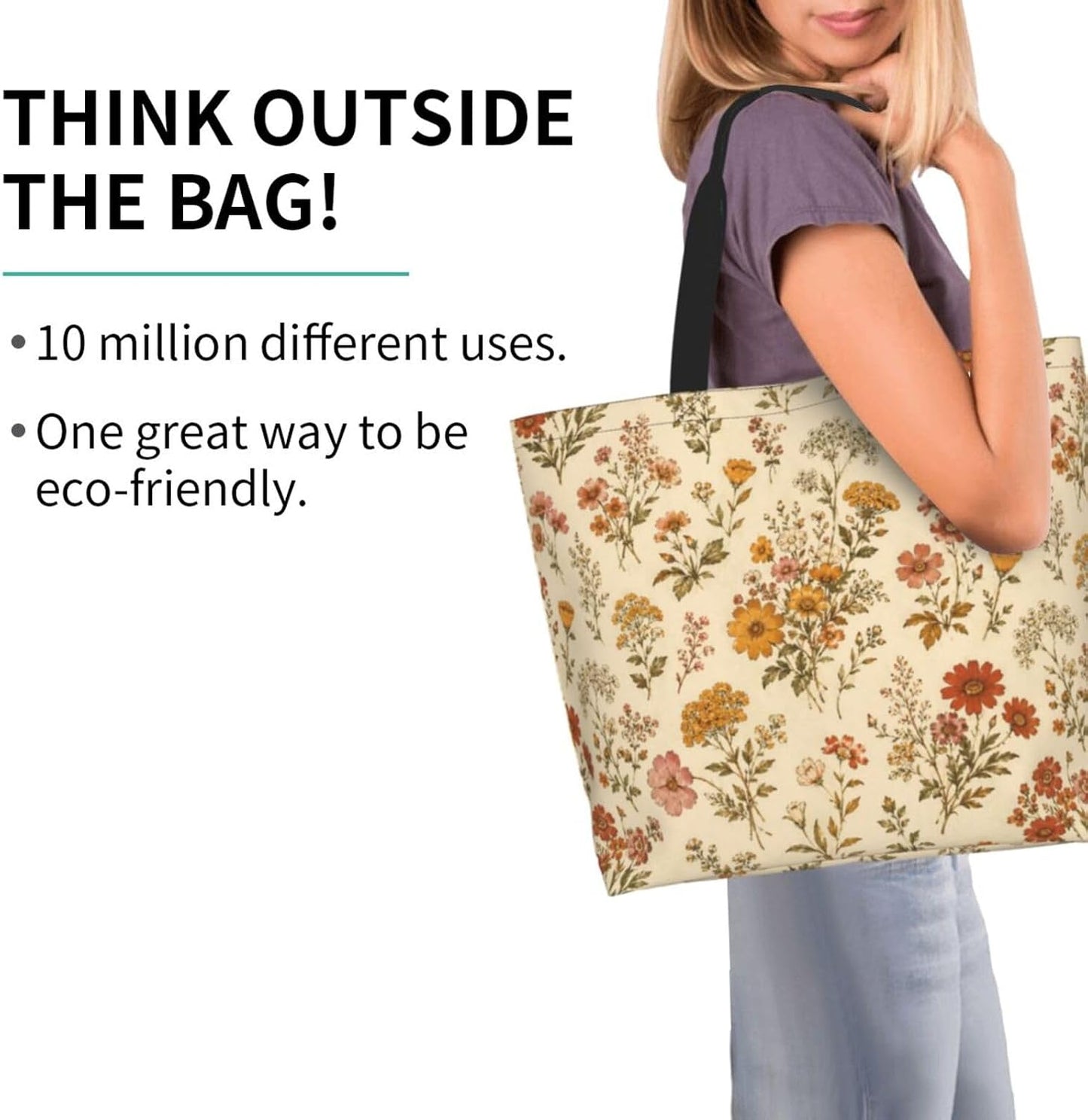 Tote Shoulder Bag Large Durable Reusable Eco-friendly Handbag Lightweight Stylish for Daily Use-19.7x15.7x5.9 Inch - Colors C