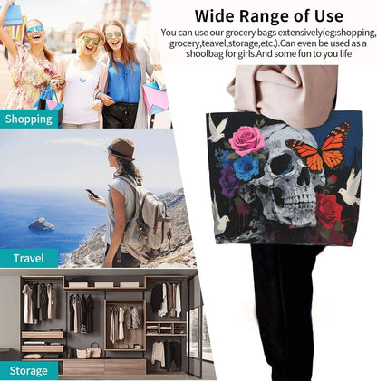 Tote Shoulder Bag Large Durable Reusable Eco-friendly Handbag Lightweight Stylish for Daily Use-19.7x15.7x5.9 Inch - Colors C