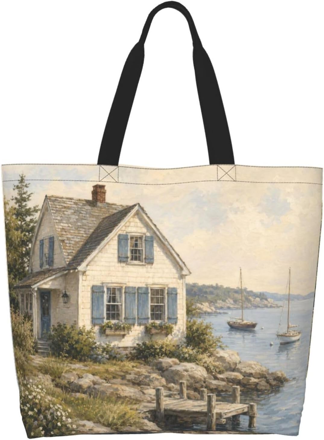 Tote Shoulder Bag Large Durable Reusable Eco-friendly Handbag Lightweight Stylish for Daily Use-19.7x15.7x5.9 Inch - Colors C