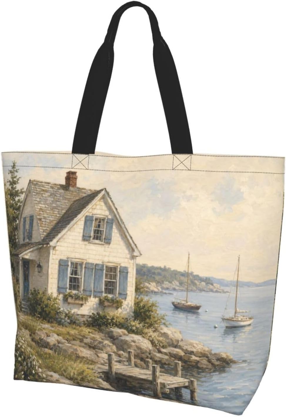 Tote Shoulder Bag Large Durable Reusable Eco-friendly Handbag Lightweight Stylish for Daily Use-19.7x15.7x5.9 Inch - Colors C