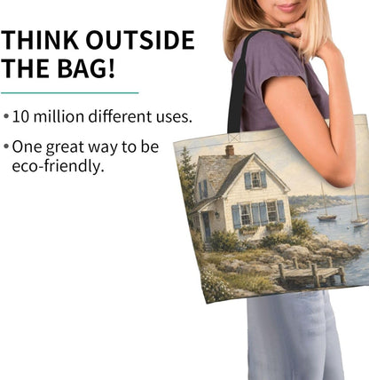 Tote Shoulder Bag Large Durable Reusable Eco-friendly Handbag Lightweight Stylish for Daily Use-19.7x15.7x5.9 Inch - Colors C