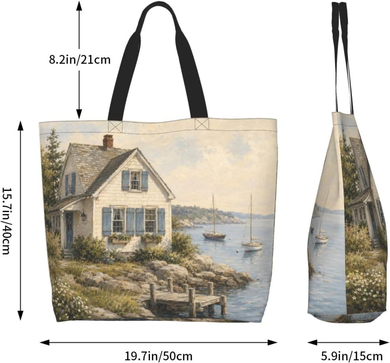 Tote Shoulder Bag Large Durable Reusable Eco-friendly Handbag Lightweight Stylish for Daily Use-19.7x15.7x5.9 Inch - Colors C