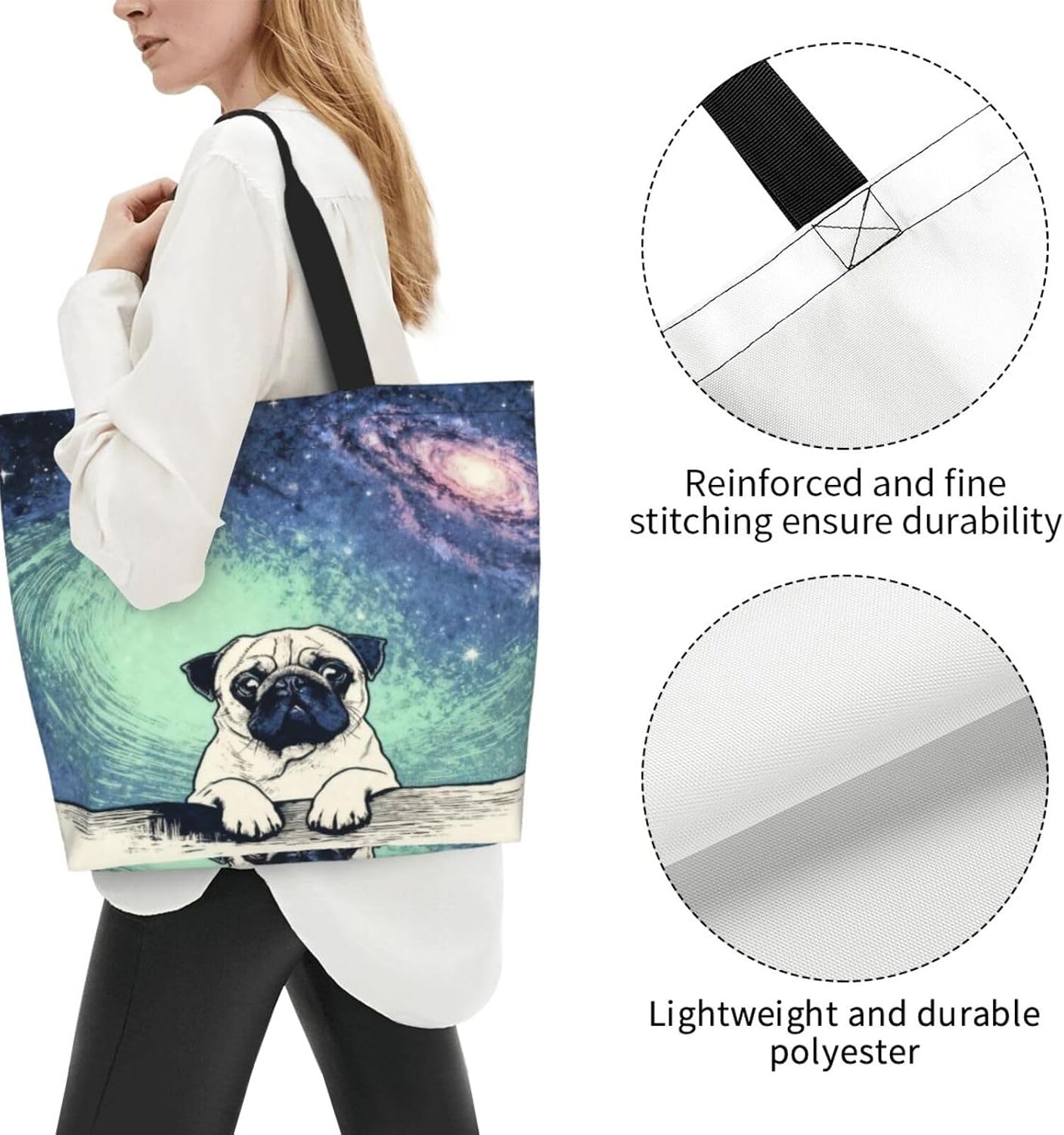Tote Shoulder Bag Large Durable Reusable Eco-friendly Handbag Lightweight Stylish for Daily Use-19.7x15.7x5.9 Inch - Colors C